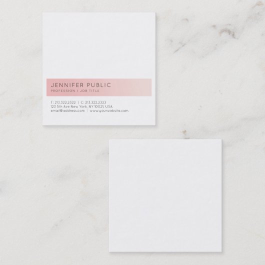 クリエイティブシンプルデザイントレンディーピンクホワイトラグジュアリー スクエア名刺 (正面/裏面)