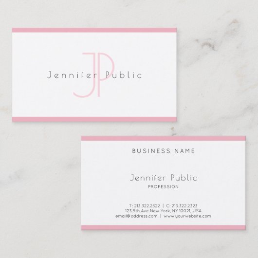 クリエイティブシンプルミニマモダンリストピンクホワイトプレーン 名刺 (正面/裏面)