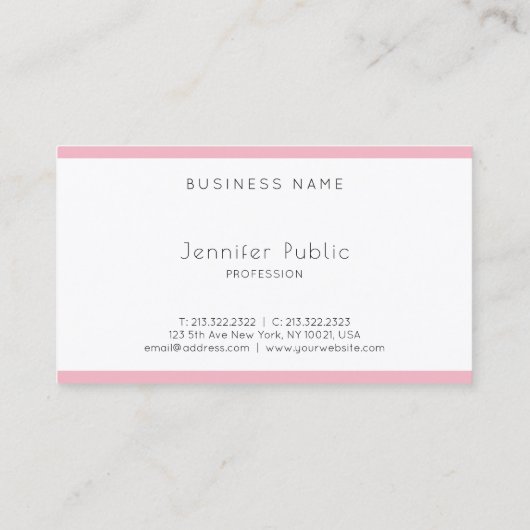 クリエイティブシンプルミニマモダンリストピンクホワイトプレーン 名刺 (裏面)