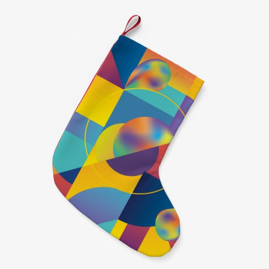クリエイティブジオメトリック:抽象芸術ヴィンテージカバー。 スモールクリスマスストッキング (正面 (吊り時))