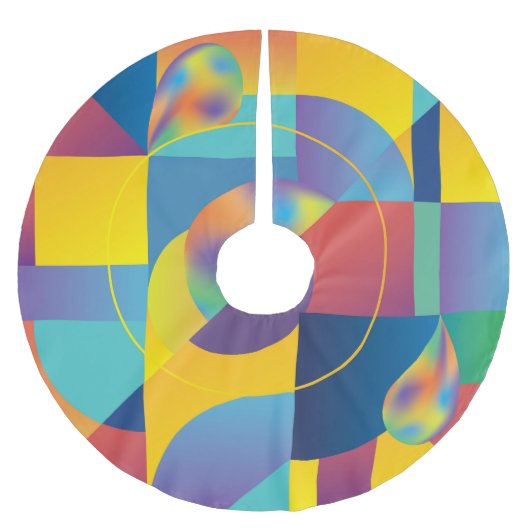 クリエイティブジオメトリック：抽象芸術ヴィンテージカバー。 ブラッシュドポリエステルツリースカート (正面)