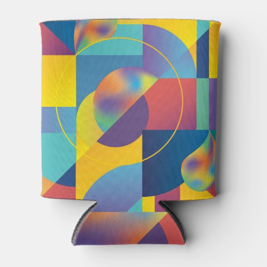 クリエイティブジオメトリック：抽象芸術ヴィンテージカバー。 缶クーラー (正面)