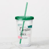 クリエイティブジュースタイポグラフィPink & Green抽象芸術 アクリルタンブラー (裏面)