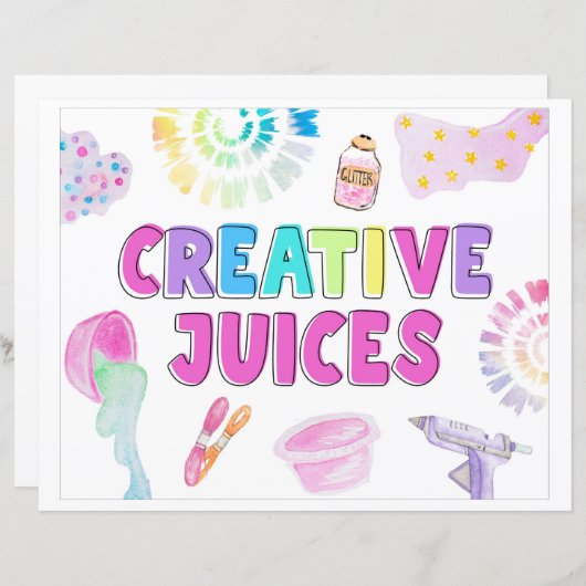 クリエイティブジュース標識 |クラフトパーティードリンク看板 (正面/裏面)