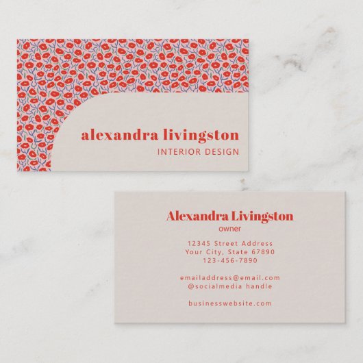 クリエイティブスカンジナビア赤フローラ  名刺 (正面/裏面)