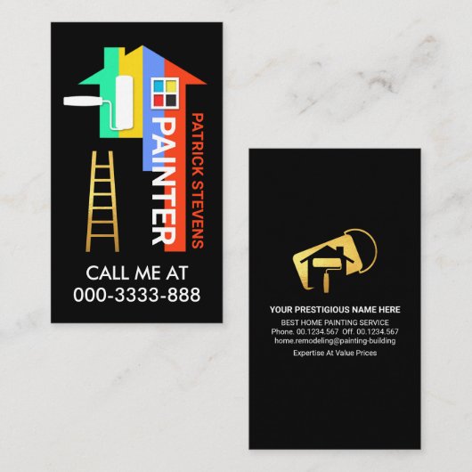 クリエイティブスタイリッシュカラフルホー絵画ム 名刺 (正面/裏面)