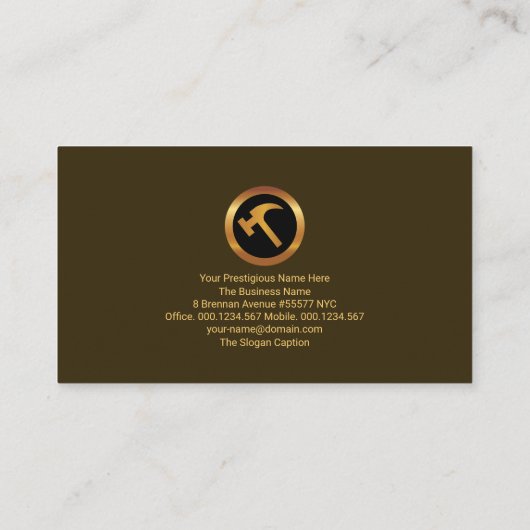 クリエイティブスタイリッシュ金ゴールド建物フレーム建築 名刺 (裏面)