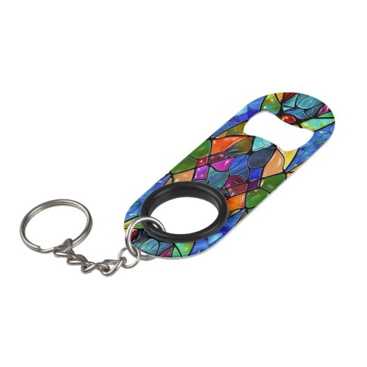 クリエイティブステンドグラスアート キーホルダー栓抜き (正面アングル)