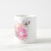 クリエイティブストライプのハート(水色スプラッシュ付き) コーヒーマグカップ (中央)