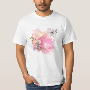 クリエイティブストライプのハート(水色スプラッシュ付き) Tシャツ