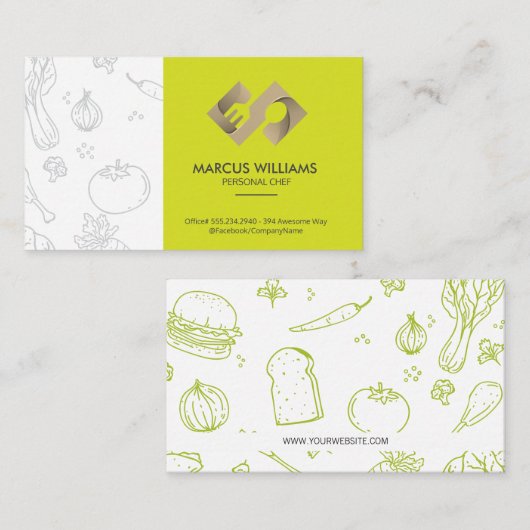 クリエイティブスプーンロゴ | シェフ 名刺 (正面/裏面)