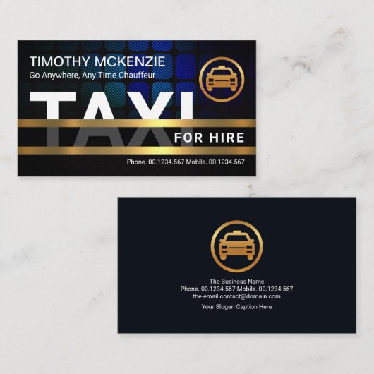 クリエイティブタクシーサイネージ金ゴールドフレームライド共有 名刺 (正面/裏面)