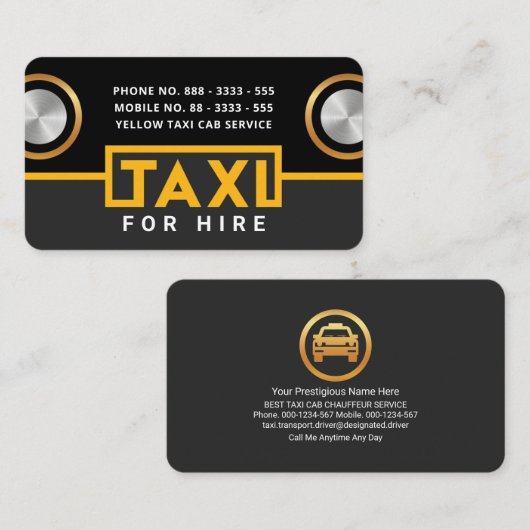 クリエイティブタクシー車ヘッドライトグリル番号プレート 名刺 (正面/裏面)