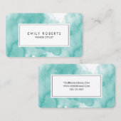 クリエイティブティール（緑がかった色）水彩ファッションスタイリスト 名刺 (正面/裏面)