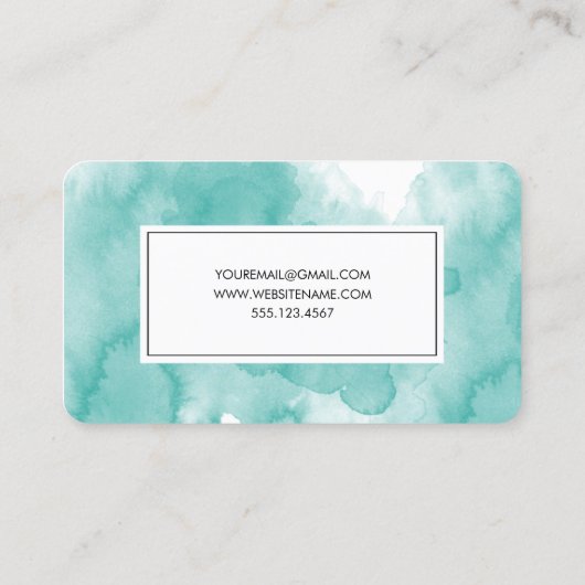 クリエイティブティール（緑がかった色）水彩ファッションスタイリスト 名刺 (裏面)