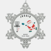 クリエイティブディスクゴルフ スノーフレークピューターオーナメント (正面)