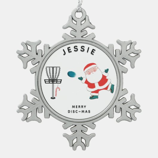 クリエイティブディスクゴルフ スノーフレークピューターオーナメント (正面)