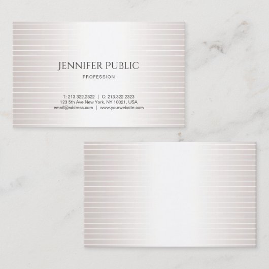 クリエイティブデザインモダンプレーンフェイクシルバーエレガント 名刺 (正面/裏面)