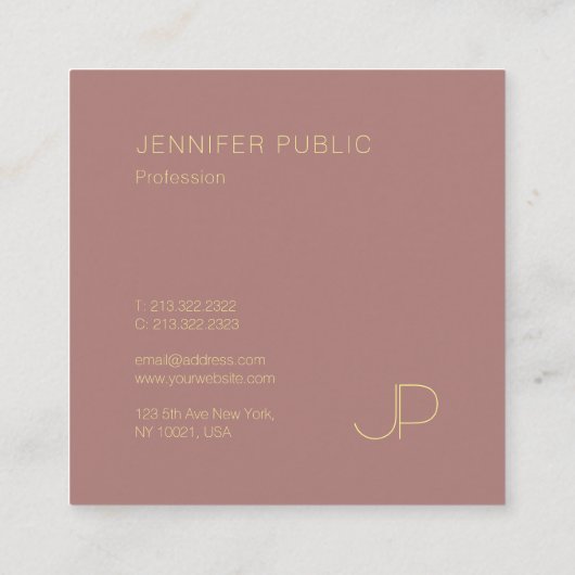 クリエイティブデザイン金ゴールドモノグラムテンプレートラッモダンクス スクエア名刺 (裏面)