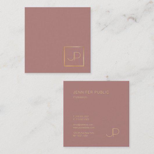 クリエイティブデザイン金ゴールドモノグラムテンプレートラッモダンクス スクエア名刺 (正面/裏面)