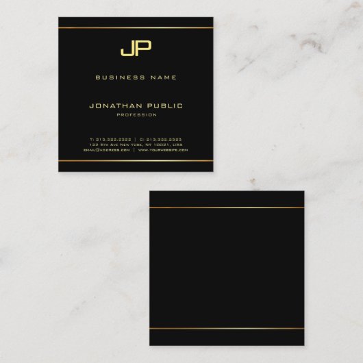 クリエイティブトレンディーグラマー金ゴールドモノグラムラックスゴールデン スクエア名刺 (正面/裏面)