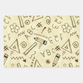 クリエイティブドードルスクール，先生をテーマにしたパターン ラッピングペーパーシート (正面2)