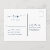 クリエイティブネイビーブルーウォーターカラーウェディングRSVP インビテーションポストカード (裏面)