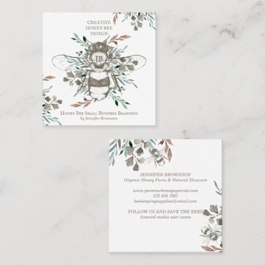 クリエイティブハニービーアピラヴィンテージ スクエア名刺 (正面/裏面)