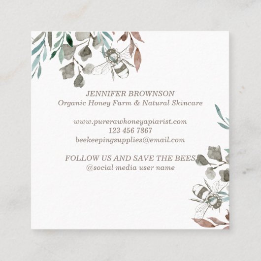 クリエイティブハニービーアピラヴィンテージ スクエア名刺 (裏面)