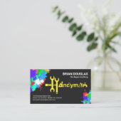 クリエイティブハンディーマンツールモチーフ絵を描(ばちゃばちゃ)跳ねる 名刺 (スタンド正面)