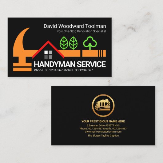 クリエイティブハンディーマンハンマー屋上建築 名刺 (正面/裏面)