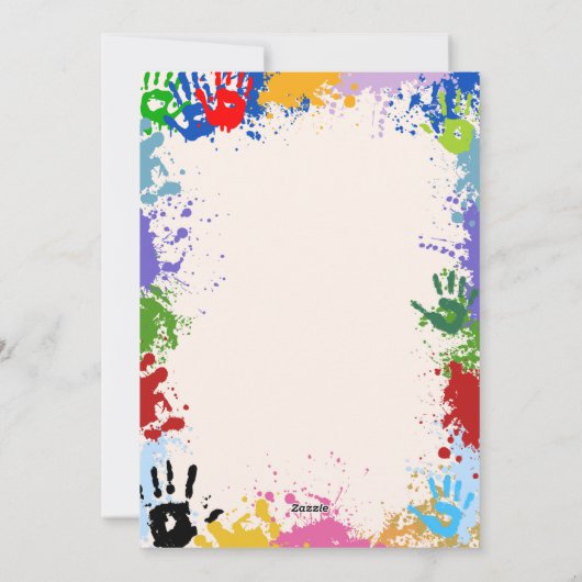 クリエイティブハンドア絵を描ルバースデーパーティーへの招待 シーズンカード (裏面)