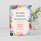 クリエイティブハンドア絵を描ルバースデーパーティーへの招待 招待状 (スタンド正面)