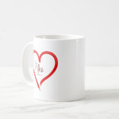 クリエイティブハンド色彩の鮮やか赤いハートフューチャーミセスネーム コーヒーマグカップ (正面左)