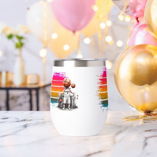 クリエイティブバスケットボールデザイン – 選手、靴&ボール (バチェラーパーティー)