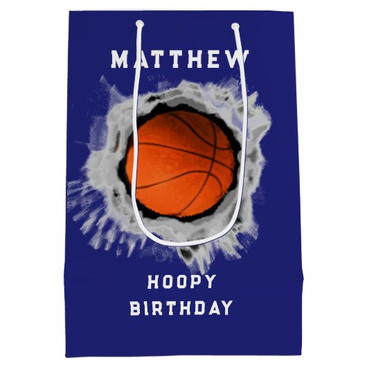 クリエイティブバスケットボール誕生日中抱き枕 ミディアムペーパーバッグ (裏面)