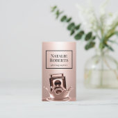 クリエイティブバラ金ゴールドスプラッシュカメラ撮影 名刺 (スタンド正面)