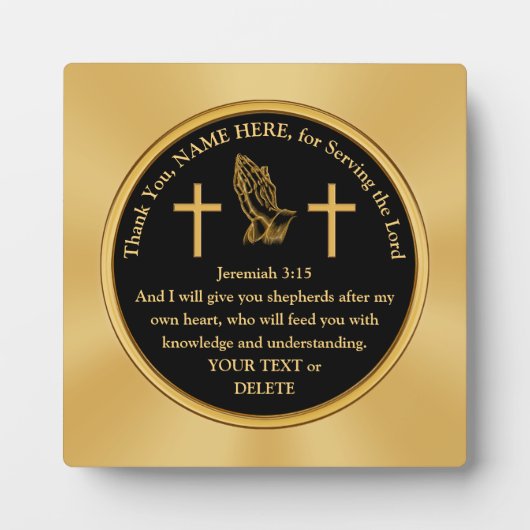クリエイティブパーソナライズされた牧師の感謝の贈り物 フォトプラーク (正面)
