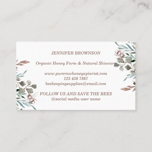 クリエイティブビーアピラ素朴フローラ 名刺 (裏面)