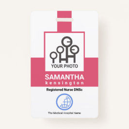 クリエイティブピンク列スタッフナース写真テンプレートID バッジ