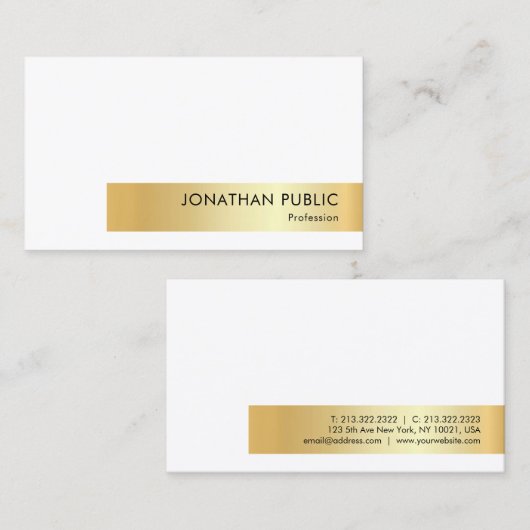 クリエイティブフェイクパーソナライズされたモダンエレガント金ゴールド 名刺 (正面/裏面)