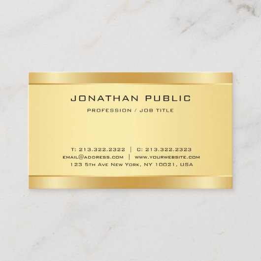 クリエイティブフェイクモダン金ゴールドシンプルデザインエレガント 名刺 (正面)