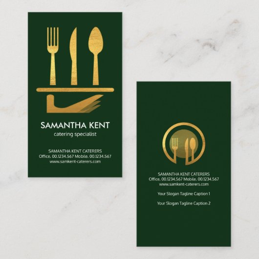 クリエイティブフェイク金ゴールドカトラリー提供皿 名刺 (正面/裏面)