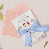 クリエイティブフローライラストレーション結婚式招待状 セーブザデート