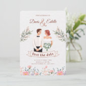 クリエイティブフローライラストレーション結婚式招待状 セーブザデート (スタンド正面)
