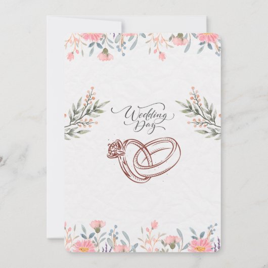 クリエイティブフローライラストレーション結婚式招待状 セーブザデート (裏面)