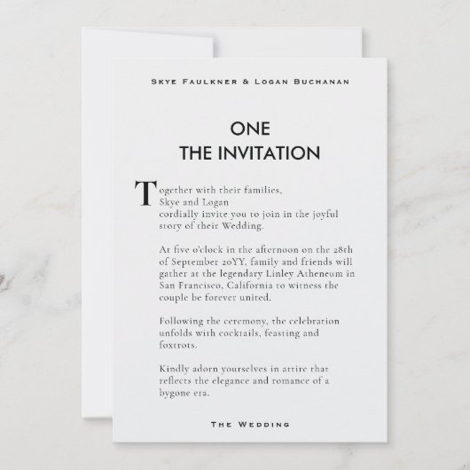 クリエイティブブックページ結婚式招待状ソフトホワイト 招待状 (正面)