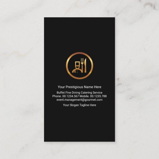 クリエイティブブラックタキシード金ゴールドブトニエール 名刺 (裏面)