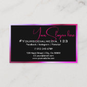 クリエイティブブラックピンク薄紫美しい写真 名刺 (裏面)