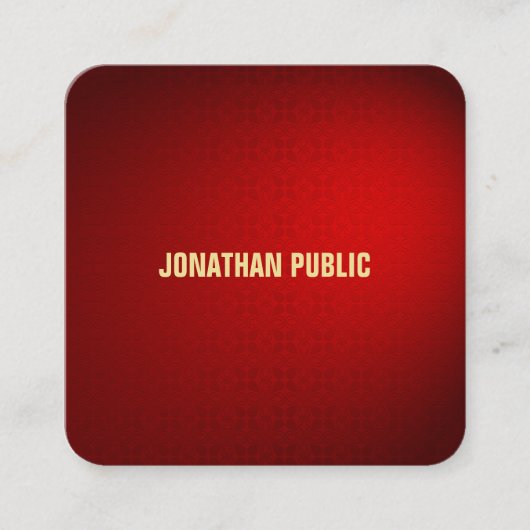 クリエイティブブラックレッドダマスクデザインラグジュアリーテンプレート スクエア名刺 (正面)